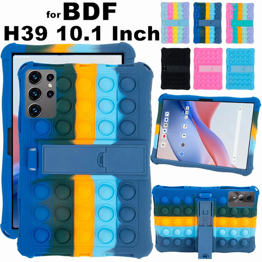 for BDF H39 10.1 Inch Android Tablet Case Ajustable Stand Cover Tablet Soft Silicone Push Bubble Case