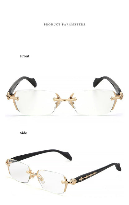 2024 Retro Frameless Ultra Light Women Men Reading Glasses Blocking Blue Light Computer Presbyopia Eyewear Eyeglasses +1.0..+4.0