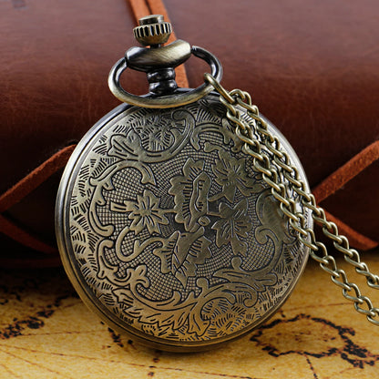 Special Antique Design Blue Dial Quartz Pocket Watch Vintage Necklace Pendant Clock Men's and Women's Best Holiday Gift