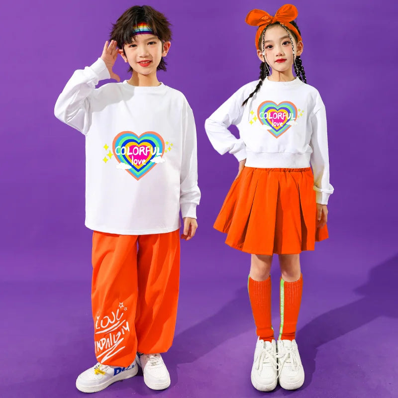 Teenage Child Dance Nightclub Performance Clothings Suit Boy Girl Hip Hop Street Wear Clothes Jersey Kids y2k Clothes Streetwear
