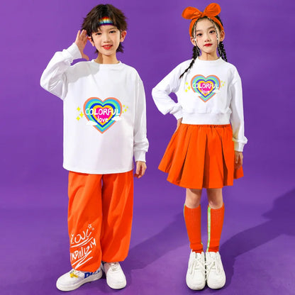 Teenage Child Dance Nightclub Performance Clothings Suit Boy Girl Hip Hop Street Wear Clothes Jersey Kids y2k Clothes Streetwear