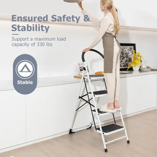 4-Step Folding Ladder with Anti-Slip Pedal Platform 330Lbs Capacity Durable and Stable Product