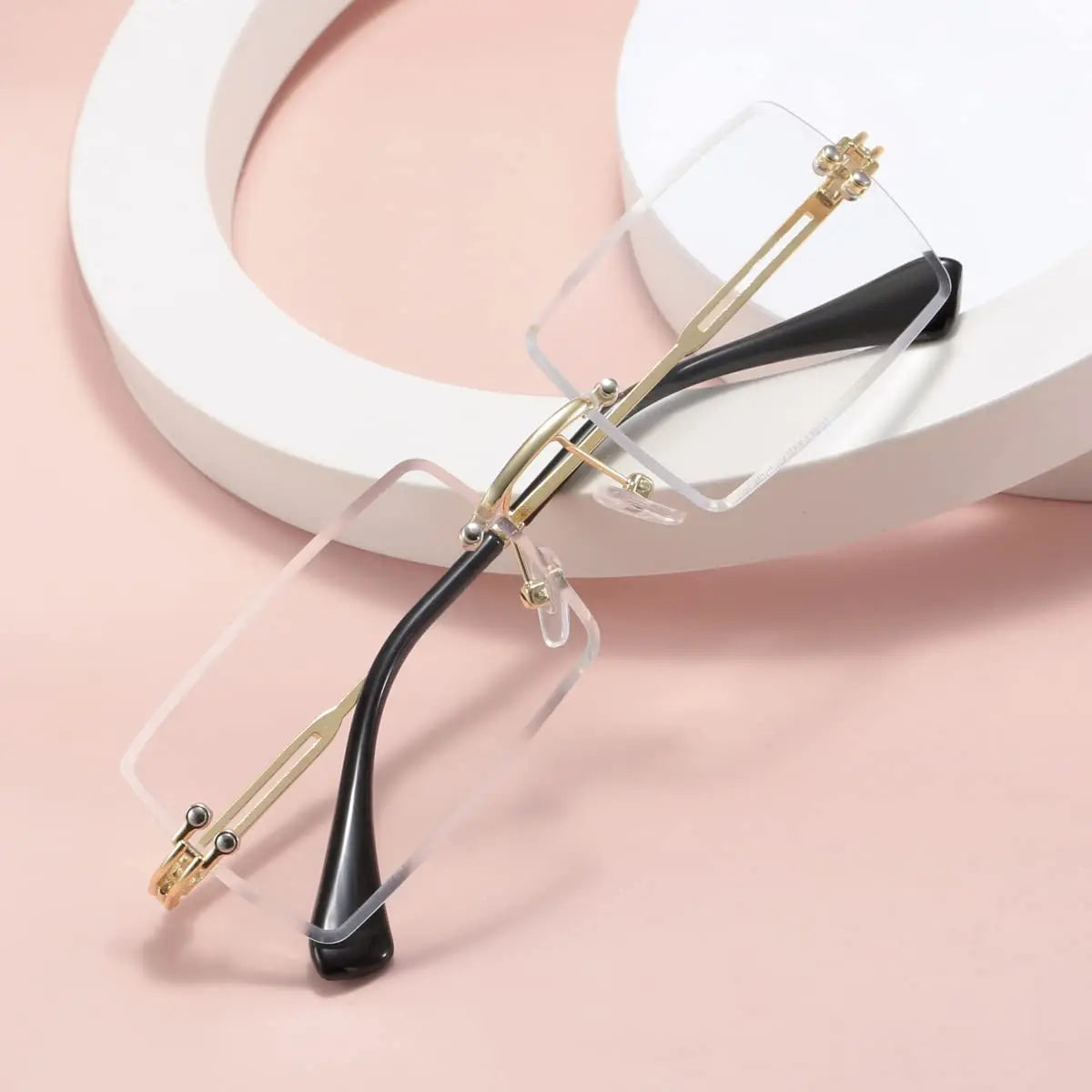 Men's Sunglasses Retro Sunglasses for Men Women Tinted Lens Metal Frame Vintage Rimless Rectangle Glasses UV400 Protection