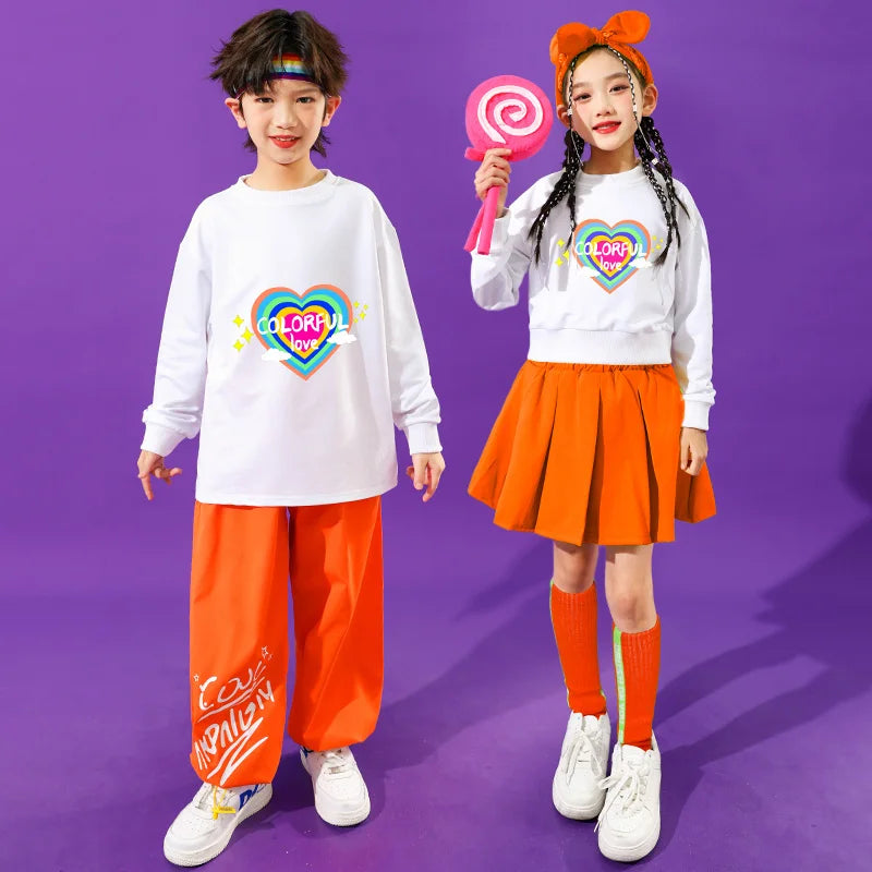 Teenage Child Dance Nightclub Performance Clothings Suit Boy Girl Hip Hop Street Wear Clothes Jersey Kids y2k Clothes Streetwear