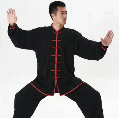Traditional Chinese Clothing 14 Color Long Sleeved Wushu TaiChi Men KungFu Uniform Suit Uniforms Tai Chi Exercise Clothing