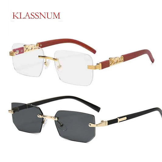 Small Rectangle Rimless Sunglasses Men 2025 Luxury Brand Frameless Leopard Sun Glasses for Women Vintage Square Eyewear Shades