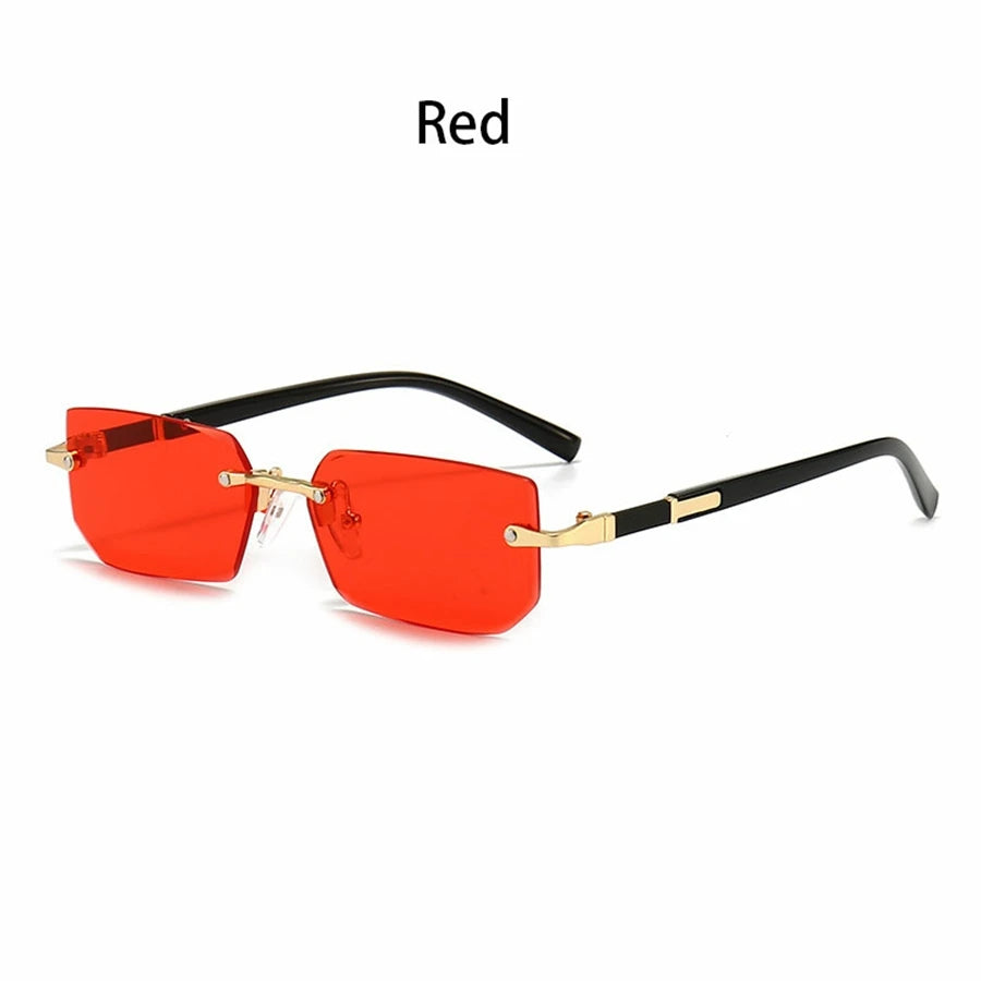 Luxury Rimless Business Rectangle Gradient Lens Unisex Fashion Sunglasses Women Men Fashion Colored lenses Metal Frame Glasses