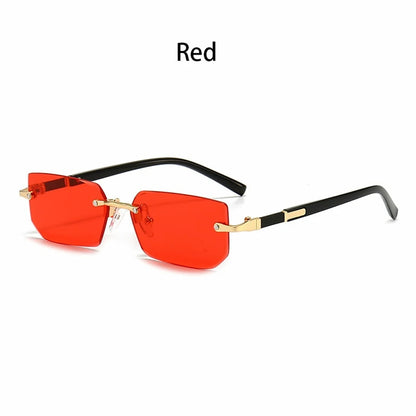 Luxury Rimless Business Rectangle Gradient Lens Unisex Fashion Sunglasses Women Men Fashion Colored lenses Metal Frame Glasses