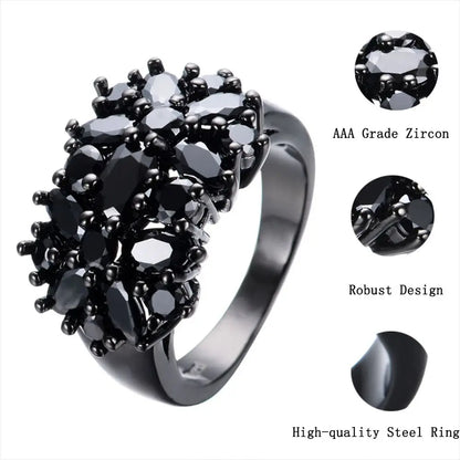 Unique Copper Inlaid Ring Black Oval Wedding Rings Fashion Jewelry Women Men  Border Rings Unique Fashion New