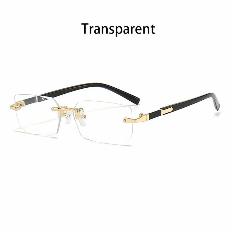Luxury Rimless Business Rectangle Gradient Lens Unisex Fashion Sunglasses Women Men Fashion Colored lenses Metal Frame Glasses