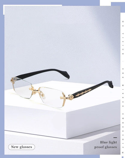 2024 Retro Frameless Ultra Light Women Men Reading Glasses Blocking Blue Light Computer Presbyopia Eyewear Eyeglasses +1.0..+4.0