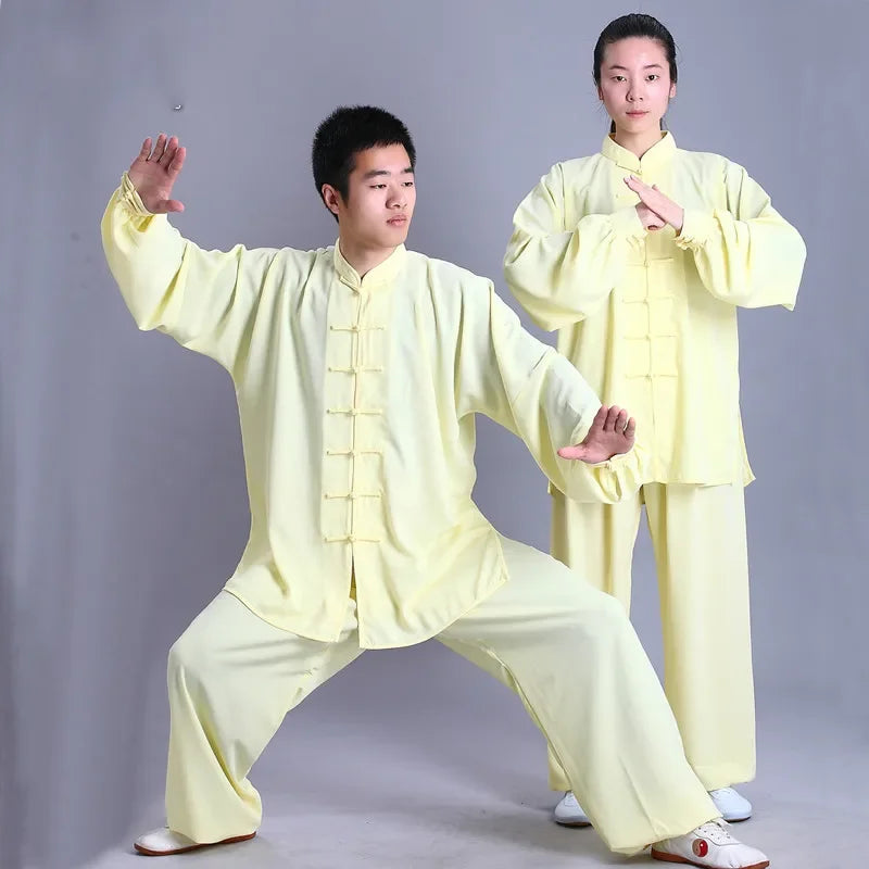 Traditional Chinese Clothing 14 Color Long Sleeved Wushu TaiChi Men KungFu Uniform Suit Uniforms Tai Chi Exercise Clothing