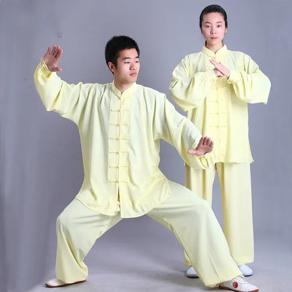 Traditional Chinese Clothing 14 Color Long Sleeved Wushu TaiChi Men KungFu Uniform Suit Uniforms Tai Chi Exercise Clothing