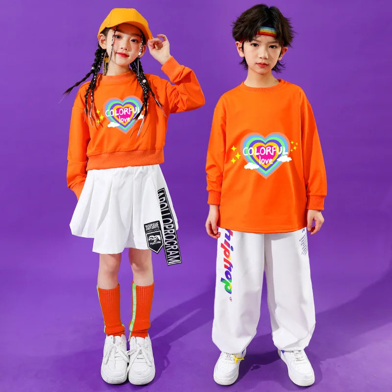 Teenage Child Dance Nightclub Performance Clothings Suit Boy Girl Hip Hop Street Wear Clothes Jersey Kids y2k Clothes Streetwear