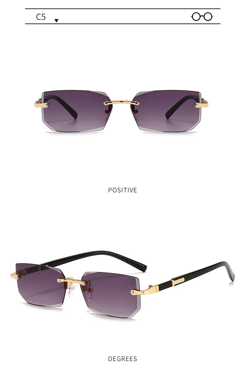 Rimless Sunglasses Rectangle Fashion Popular Women Men Shades Small Square Sun Glasses For Female Male Summer Traveling Oculos