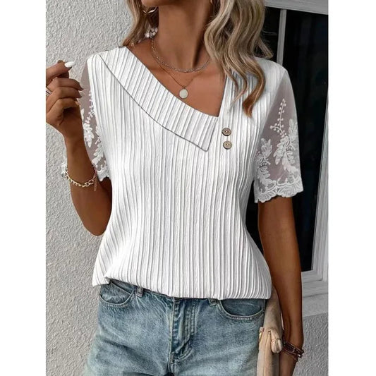 Woman Clothing Women's Short-sleeved Top Smooth Elegant Mixed Shirt Blusas De Mujer Ofertas Chemises Et Blouses Top Mujer Blouse