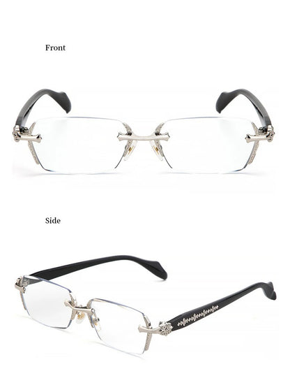 2024 Retro Frameless Ultra Light Women Men Reading Glasses Blocking Blue Light Computer Presbyopia Eyewear Eyeglasses +1.0..+4.0