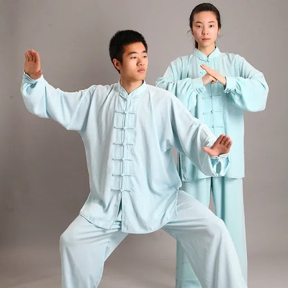 Traditional Chinese Clothing 14 Color Long Sleeved Wushu TaiChi Men KungFu Uniform Suit Uniforms Tai Chi Exercise Clothing