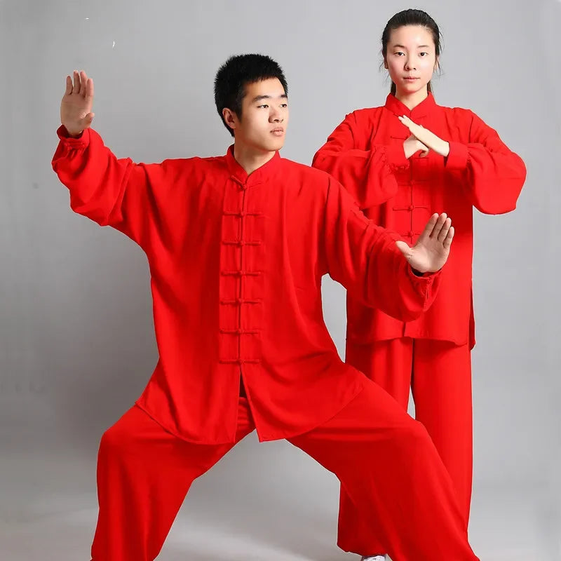 Traditional Chinese Clothing 14 Color Long Sleeved Wushu TaiChi Men KungFu Uniform Suit Uniforms Tai Chi Exercise Clothing