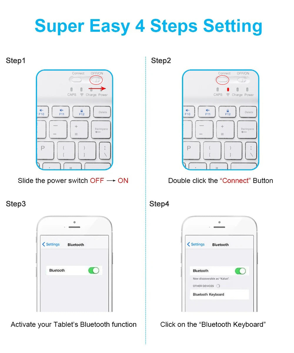 Wireless Bluetooth-compatible Keyboard For Android iOS Tablet Ultra-Thin 78 Keys Rechargeable Portable Compact Design for iPad