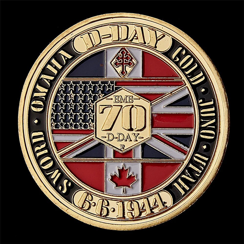 WWII 1944.6.6 D-Day Normandy War II 70th Anniversary Metal Challenge Coins Collection Hard Capsule