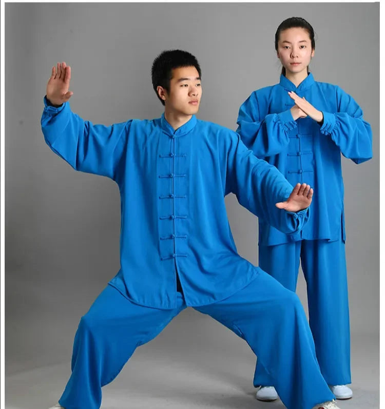 Traditional Chinese Clothing 14 Color Long Sleeved Wushu TaiChi Men KungFu Uniform Suit Uniforms Tai Chi Exercise Clothing
