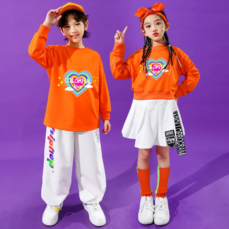 Teenage Child Dance Nightclub Performance Clothings Suit Boy Girl Hip Hop Street Wear Clothes Jersey Kids y2k Clothes Streetwear
