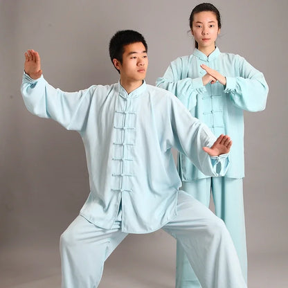 Traditional Chinese Clothing 14 Color Long Sleeved Wushu TaiChi Men KungFu Uniform Suit Uniforms Tai Chi Exercise Clothing