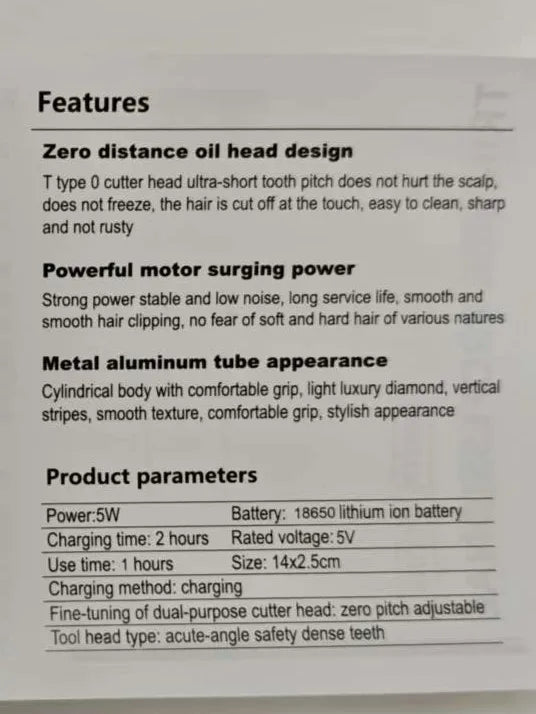 T9 USB Electric Hair Clipper For Men Hair Cutting Machine Rechargeable Man Shaver Trimmer Barber Technical Beard Trimmer