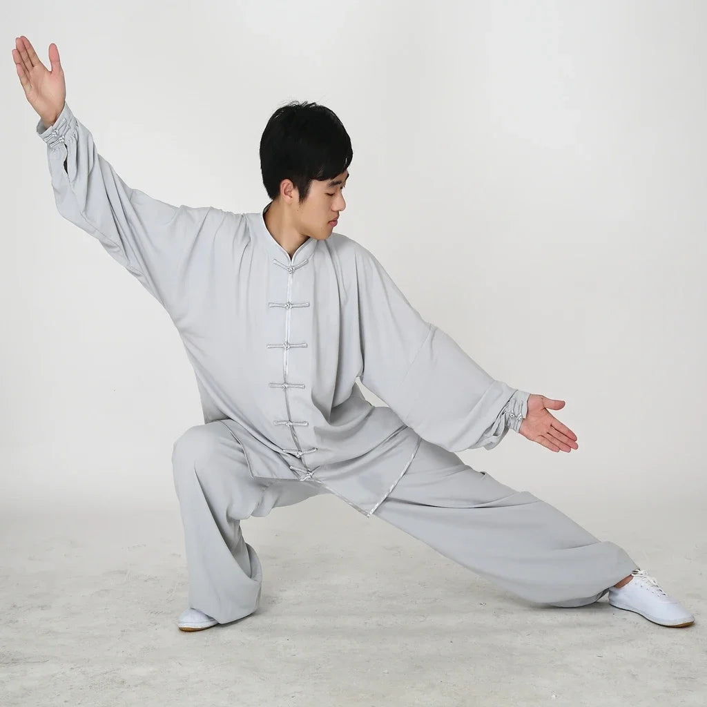 Traditional Chinese Clothing 14 Color Long Sleeved Wushu TaiChi Men KungFu Uniform Suit Uniforms Tai Chi Exercise Clothing