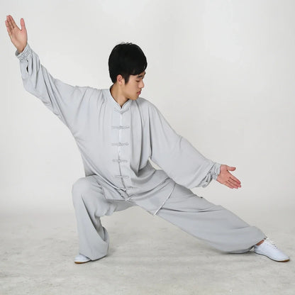 Traditional Chinese Clothing 14 Color Long Sleeved Wushu TaiChi Men KungFu Uniform Suit Uniforms Tai Chi Exercise Clothing
