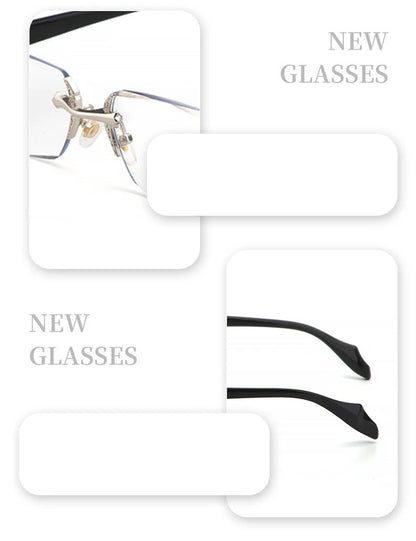 2024 Retro Frameless Ultra Light Women Men Reading Glasses Blocking Blue Light Computer Presbyopia Eyewear Eyeglasses +1.0..+4.0