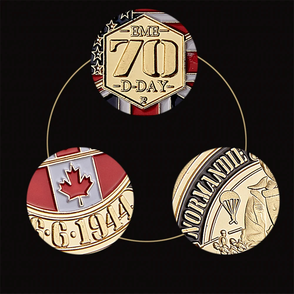 WWII 1944.6.6 D-Day Normandy War II 70th Anniversary Metal Challenge Coins Collection Hard Capsule