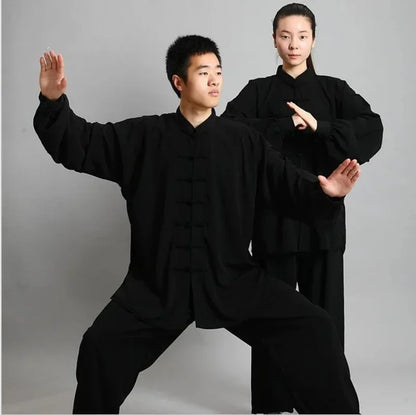 Traditional Chinese Clothing 14 Color Long Sleeved Wushu TaiChi Men KungFu Uniform Suit Uniforms Tai Chi Exercise Clothing