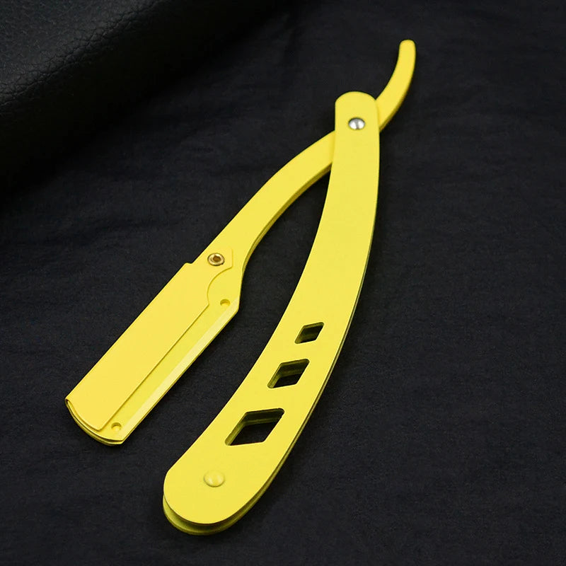 Men Shaving Barber Tools Hair Razor and Blades Antique Black Folding Shaving Knife Unisex Hair Removal (Without Blade)