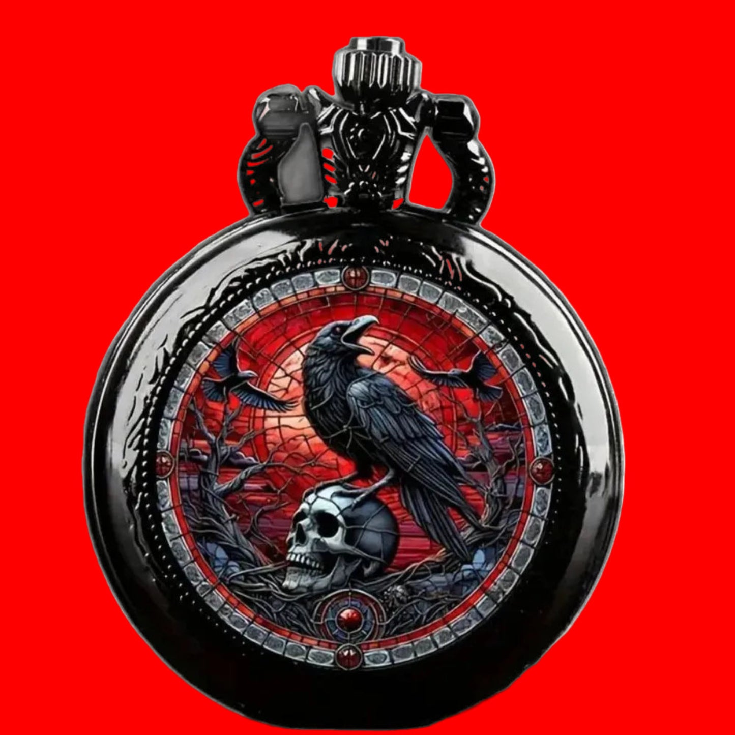 Colorful Pattern Medium Pocket Watch Retro Flip Decoration Necklace Watch Personalized Trend Male and Female Student Quartz