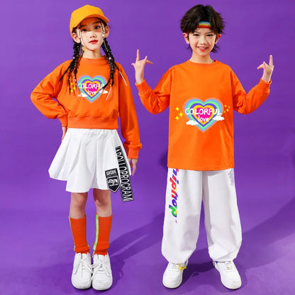 Teenage Child Dance Nightclub Performance Clothings Suit Boy Girl Hip Hop Street Wear Clothes Jersey Kids y2k Clothes Streetwear