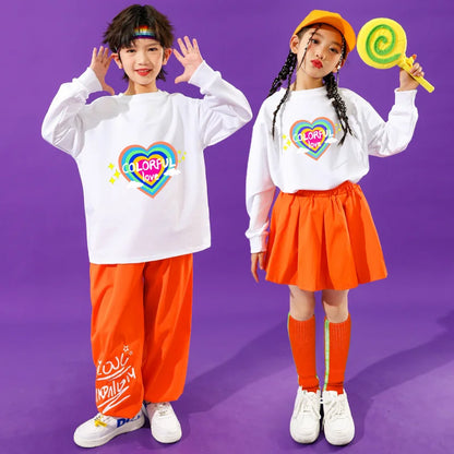 Teenage Child Dance Nightclub Performance Clothings Suit Boy Girl Hip Hop Street Wear Clothes Jersey Kids y2k Clothes Streetwear