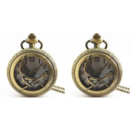 Retro quartz Hunger Games popular hollow Mockingbird design stylish bronze pocket watch