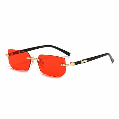Luxury Rimless Business Rectangle Gradient Lens Unisex Fashion Sunglasses Women Men Fashion Colored lenses Metal Frame Glasses