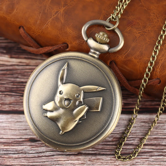 Kawaii Quartz Pocket Watch Fashion Japanese Anime Theme Slim Necklace Lovely Cartoon Clock Cute Gifts for Boys Girls Birthdays
