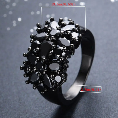 Unique Copper Inlaid Ring Black Oval Wedding Rings Fashion Jewelry Women Men  Border Rings Unique Fashion New