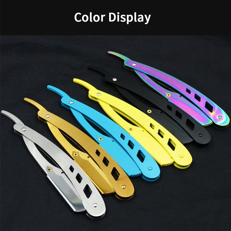 Men Shaving Barber Tools Hair Razor and Blades Antique Black Folding Shaving Knife Unisex Hair Removal (Without Blade)