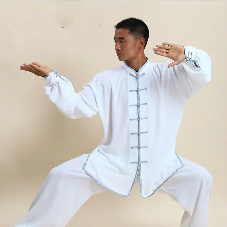 Traditional Chinese Clothing 14 Color Long Sleeved Wushu TaiChi Men KungFu Uniform Suit Uniforms Tai Chi Exercise Clothing