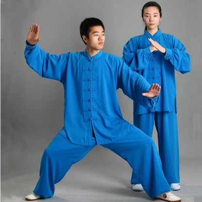 Traditional Chinese Clothing 14 Color Long Sleeved Wushu TaiChi Men KungFu Uniform Suit Uniforms Tai Chi Exercise Clothing