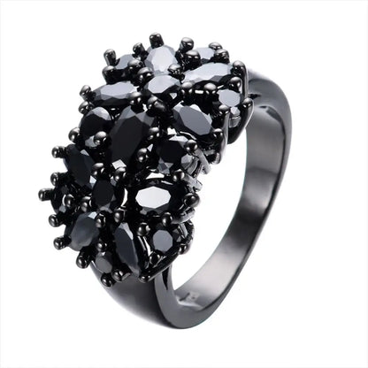Unique Copper Inlaid Ring Black Oval Wedding Rings Fashion Jewelry Women Men  Border Rings Unique Fashion New