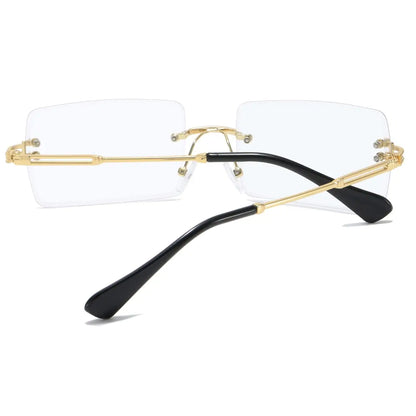 Men's Sunglasses Retro Sunglasses for Men Women Tinted Lens Metal Frame Vintage Rimless Rectangle Glasses UV400 Protection