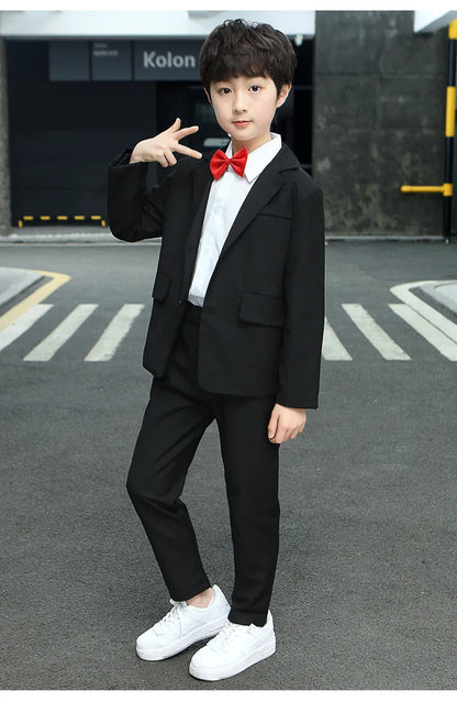 School Children Clothes Boys Suit Casual Blazer Jacket Trousers Two Pieces Kids Costume Black 12 13 14 Years Teenage Clothing