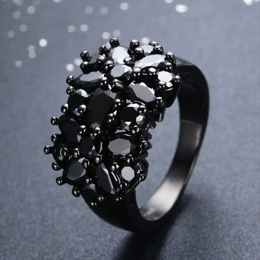 Unique Copper Inlaid Ring Black Oval Wedding Rings Fashion Jewelry Women Men  Border Rings Unique Fashion New
