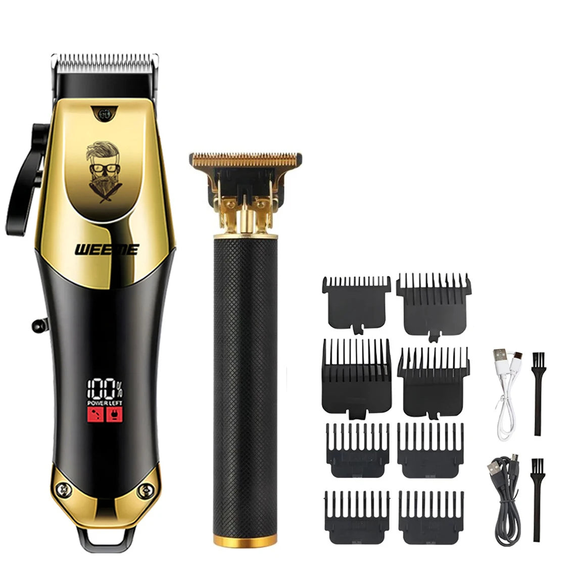 T9 Vintage Men's Electric Hair Clipper Beard Trimmer/Rechargeable Hair Cutting Machine With Nose Hair Trimmer Kit Boyfriend Gift